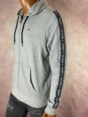 Tommy Hilfiger HWK Hoodie Long Sleeve Jacket Grey Big Logo Sweatshirts Size XL