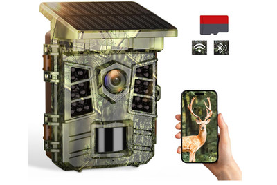 48MP Solar Jagdkamera + WiFi/Bluetooth + 32GB Karte - Hohe Auflösung