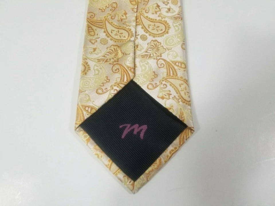 Corbata ancha clásica de cachemira dorada Paul Malone plateada para hombre  Foto 4 de 4