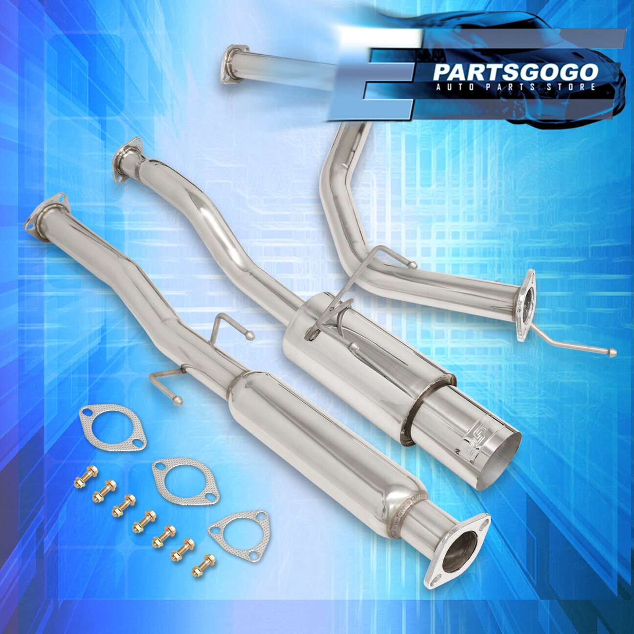 For 9200 Honda Civic EG EK 2/4DR JDM Polished Cat Back Exhaust System