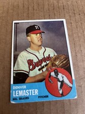 1963 Topps Denver Lemaster #74 Milwaukee Braves Vintage Baseball Card (fair)(c4)