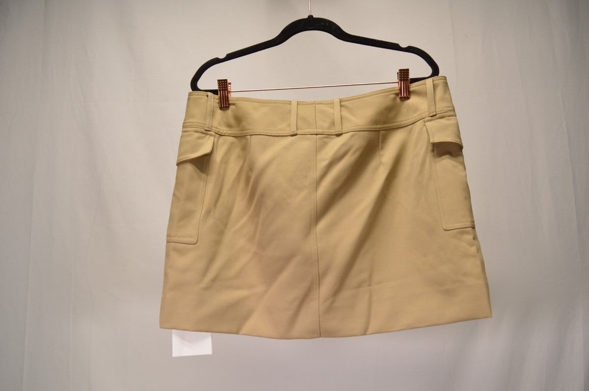 NWT CELINE Military Trapeze In Diagonal Wool Beige Skirt