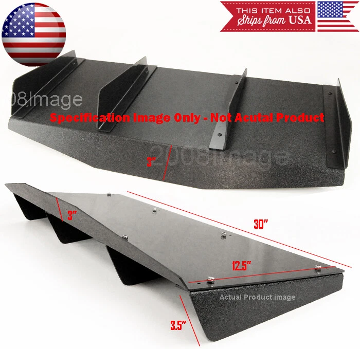 Aleta difusora central de parachoques trasero texturizada ABS de 30" x 12,5" negra para Subaru Mazda Foto 4 de 4