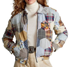 Polo Ralph Lauren Patchwork Quilted Cotton Jacket Bomber Pony Large Windbreaker
