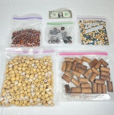 Mixed Lot Natural  Painted Wooden Wood Beads Jewelry Macrame Crafts 3.5 LBS