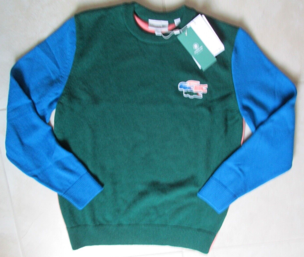 NEW LACOSTE Colorblock Responsible Wool Sweater MENS L Multi