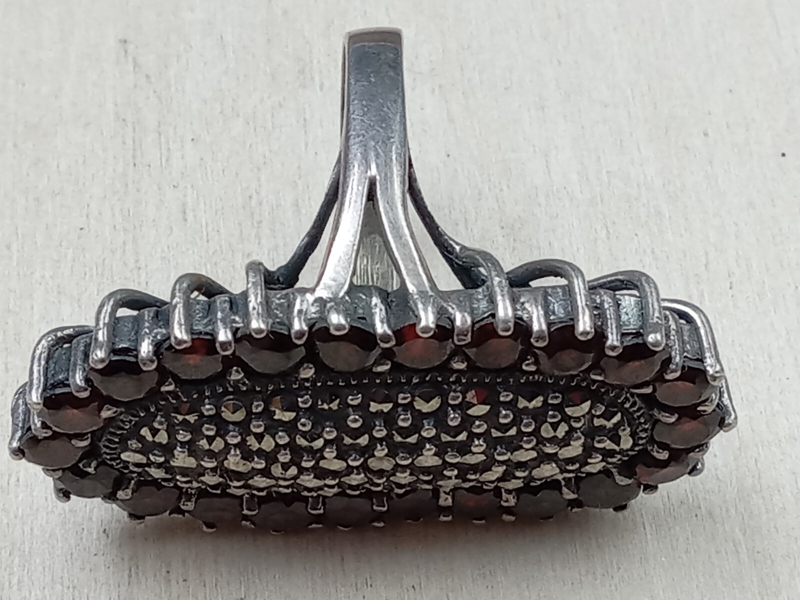 Statement Sterling Silver Ring w. Garnet Ring of … - image 4