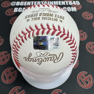 Dustin Pedroia Signed 2013 World Series Logo Baseball Boston Red