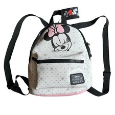 Bioworld Disney Minnie Mouse Character Mini Backpack White Pink Gray NEW