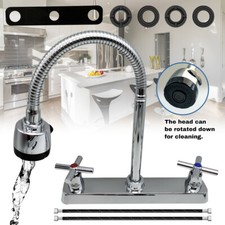 2 Handle Kitchen Sink Faucet High Arc 360  Rotating Swivel Bathroom Sprayer US
