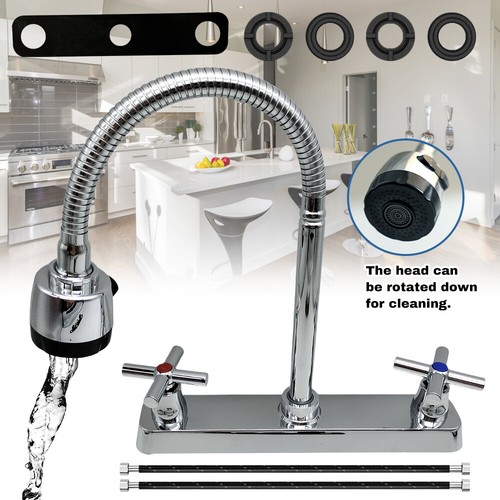 360° drehbare Zweigriff Küchenarmatur Mischbatterie mit hohem flexiblen Auslauf - Bild 5 von 18