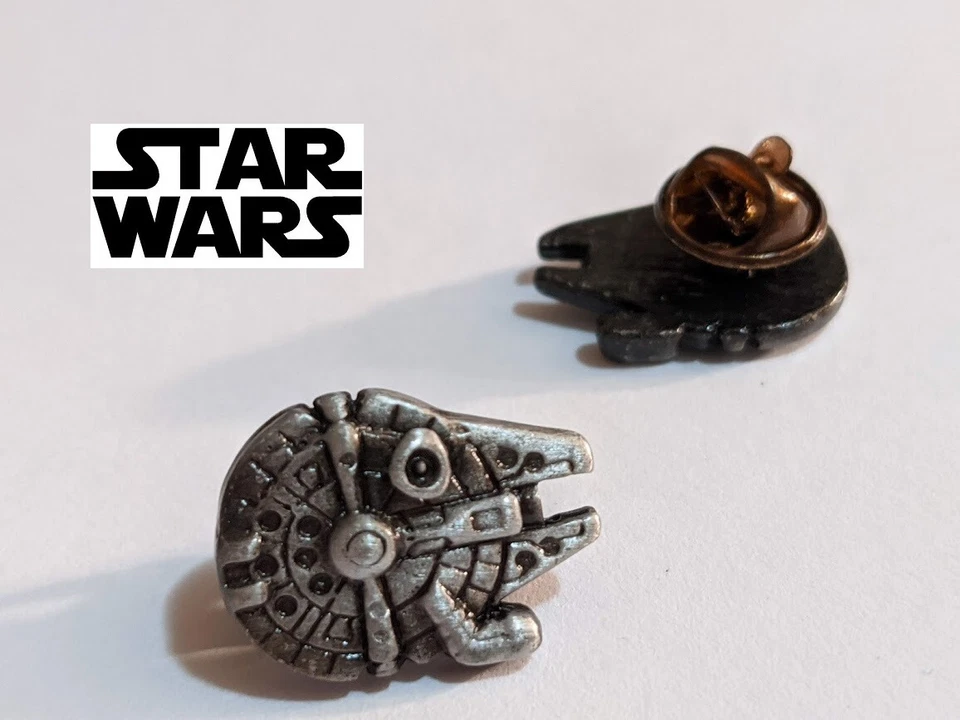 STAR WARS Millennium Falcon Logo Metal Pin AntSlv prop badge darth vader cosplay - Image 4 of 4