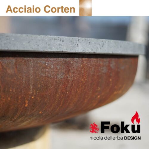 Braciere Foku in Pietra Lavica e Corten – Design Italiano con Consegna Inclusa - Foto 5 di 17