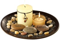 Miguel Sentiments Candle Garden With 3 Inscribed Rock Live,love,laugh Miguel Sentiments Candle Garden With 3 Inscribed Rock Live,love,laugh