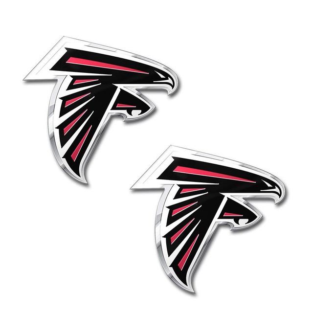 NFL 2pc Atlanta Falcons Auto Car Truck 3D Aluminum Color Emblem Decal