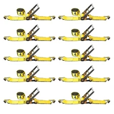10 Pack Heavy Duty 3" x 30' Ratchet Tie Down Strap w/J Hook WLL 5400 LBS YELLOW
