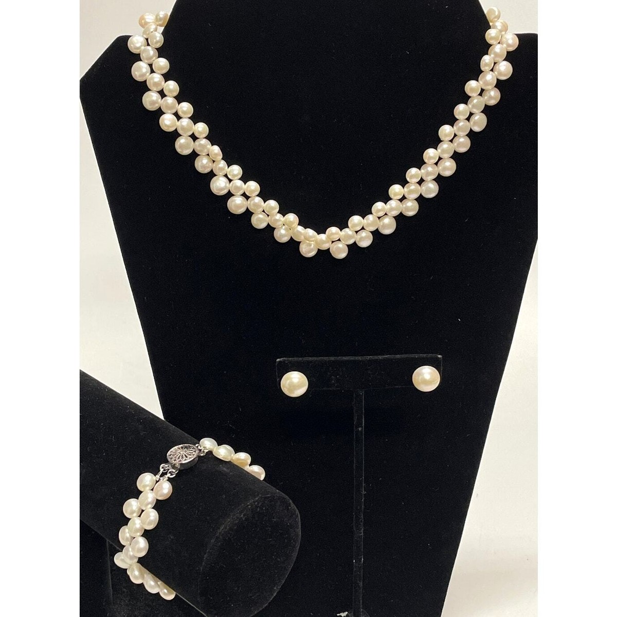 Iridescent BUTTON PEARL Necklace, Bracelet & HK 14 K Plated
