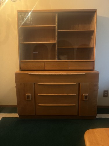 Heywood Wakefield China Hutch M909 & Credenza M593 Original Finish 1 Owner 1956