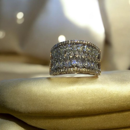 Stupendo 2,25 Cts Pera Rotondo Forma Diamanti Nozze Band Anello 14K Oro giallo - Foto 6 di 9