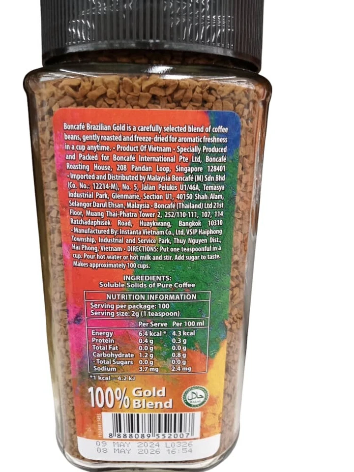 BONCAFÉ BRASILEÑO MEZCLA 100% ORO AROMA LIOFILIZADO (200g) Foto 3 de 4