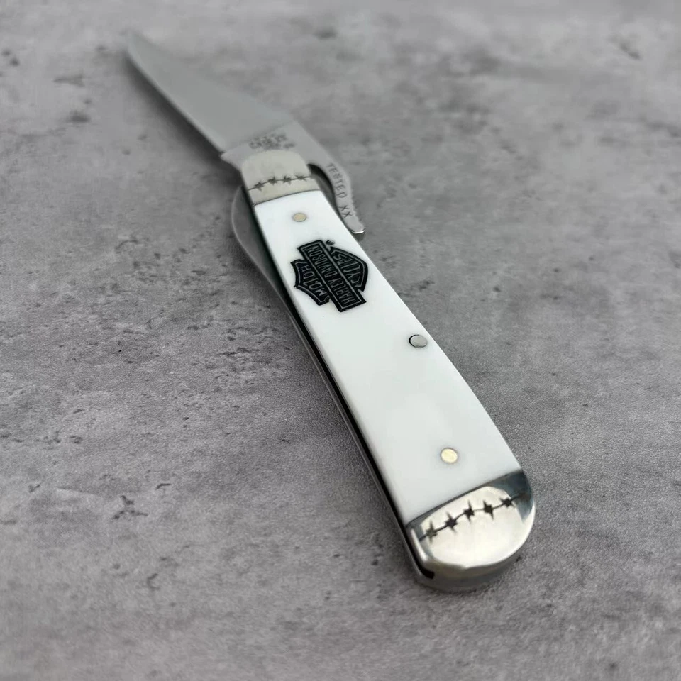 CASE XX Harley-Davidson Russlock White HANDLE Pocket Knife - 52249 - Image 3 of 4