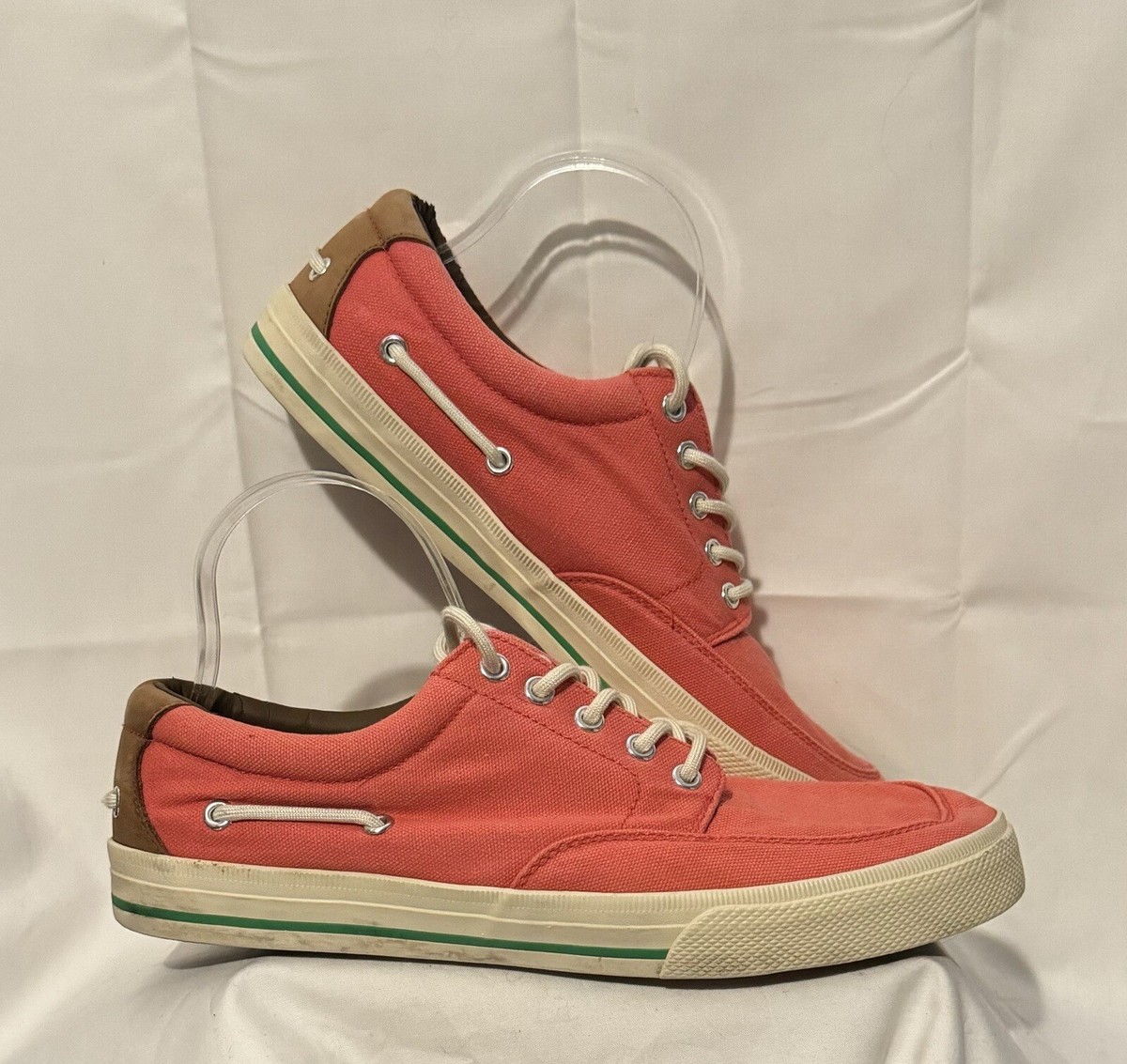 New Men Polo Ralph Lauren Vance Side Lace Red Canvas Boat Shoes Size 10.5 D GREAT Polo by Ralph Lauren Vance Side Lace tan tie [boat  main image 2