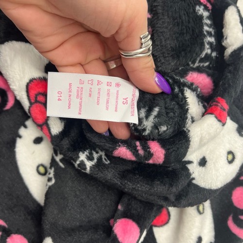 HNRM Black Hello Kitty Plush Pajama Pants Pockets Girls Youth SIze Small NEW - Picture 3 of 9