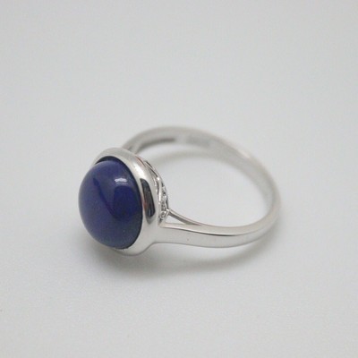 Echt 925 Sterlingsilber Ring für Frauen Lapislazuli runder Edelstein Ring US 7,5