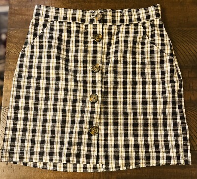 Hollister Plaid Button Front Mini Skirt S