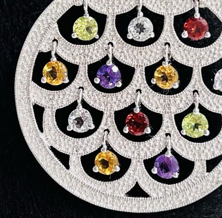 Circle Sterling Silver Rainbow Multi Gemstone Cha… - image 3
