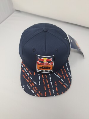 Red Bull KTM Racing Team Twist Flat Hat Cap Logo Blue Adjustable One Size .