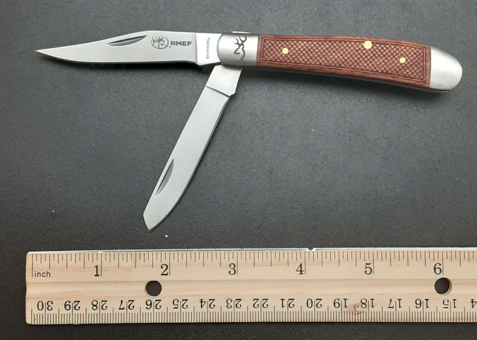 Set of 2 Wood Grain/Stainless Browning RMEF Membership Folding Pocket