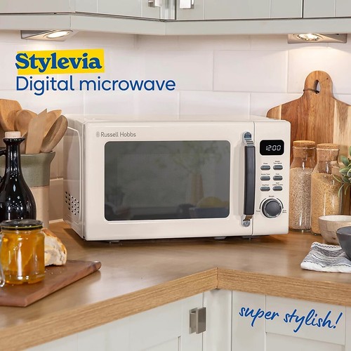 Russell Hobbs Cream Microwave Oven 20L 800W RHM2026C Stylevia Digital Defrost - Picture 3 of 8