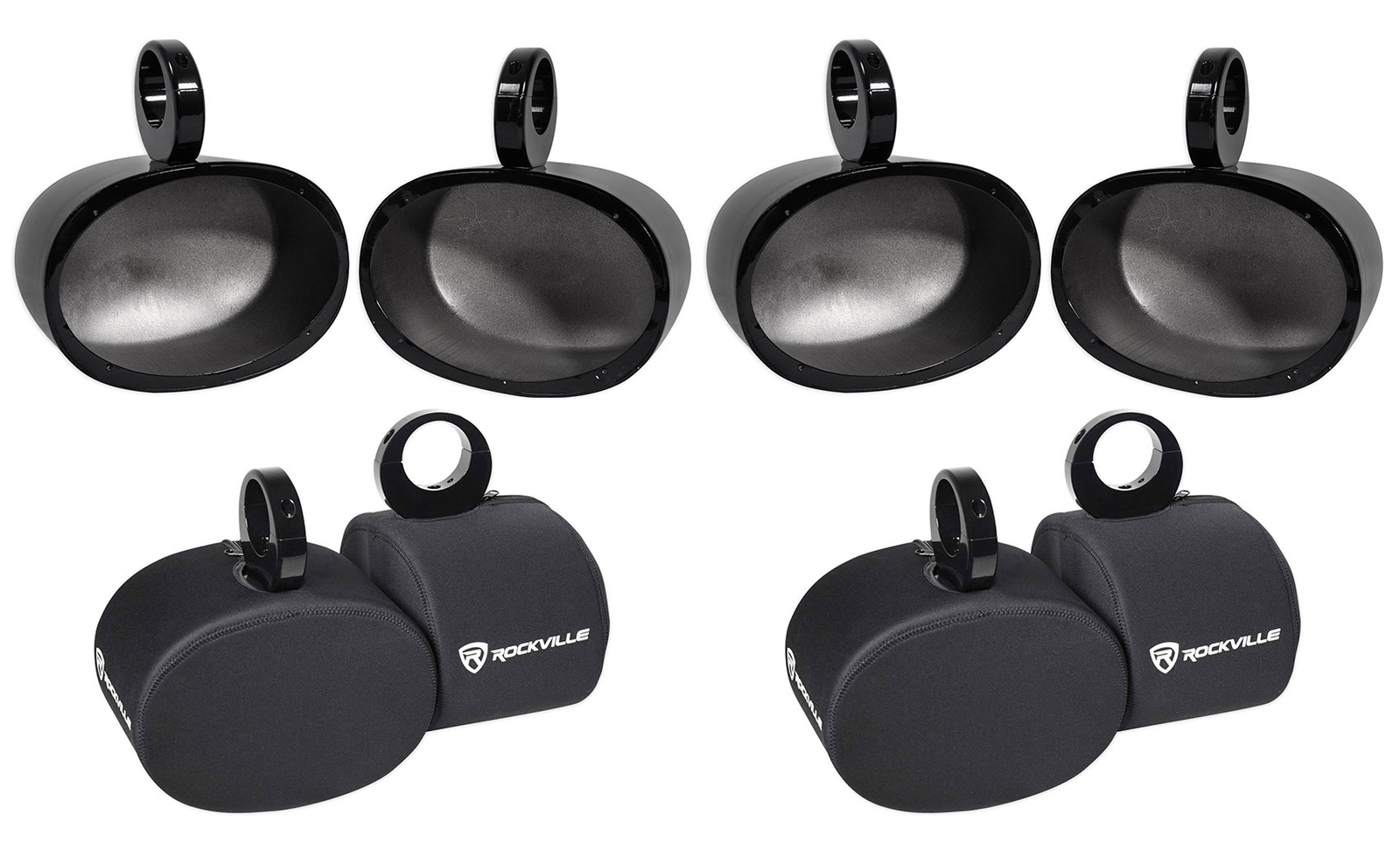 4 Корпуса динамиков Rockville MAC69B 6x9 из черного алюминия для вейкбординга чехлы