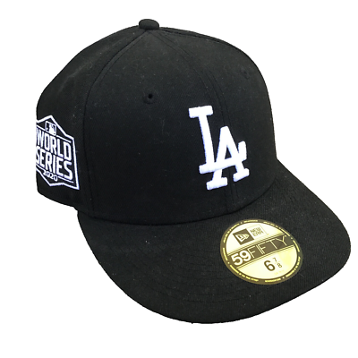 Los Angeles Dodgers Hat Cap New Era Size 6 7/8 Black 59fifty World