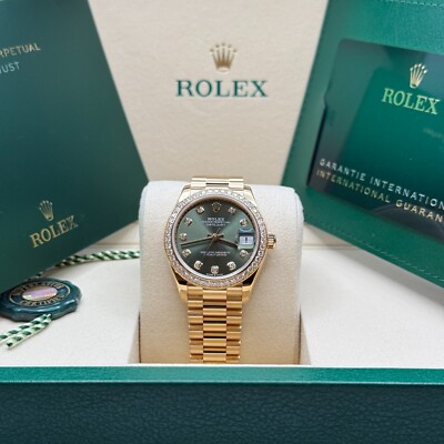 Rolex Datejust 31 NEW 2025 Green Diamond Dial 18K Gold Diamond Bezel President