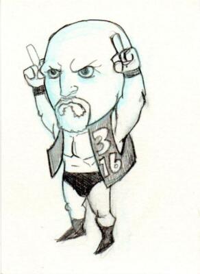 Stone Cold Steve Austin Art Sketch Trading Card Drawing 1/1 Pro