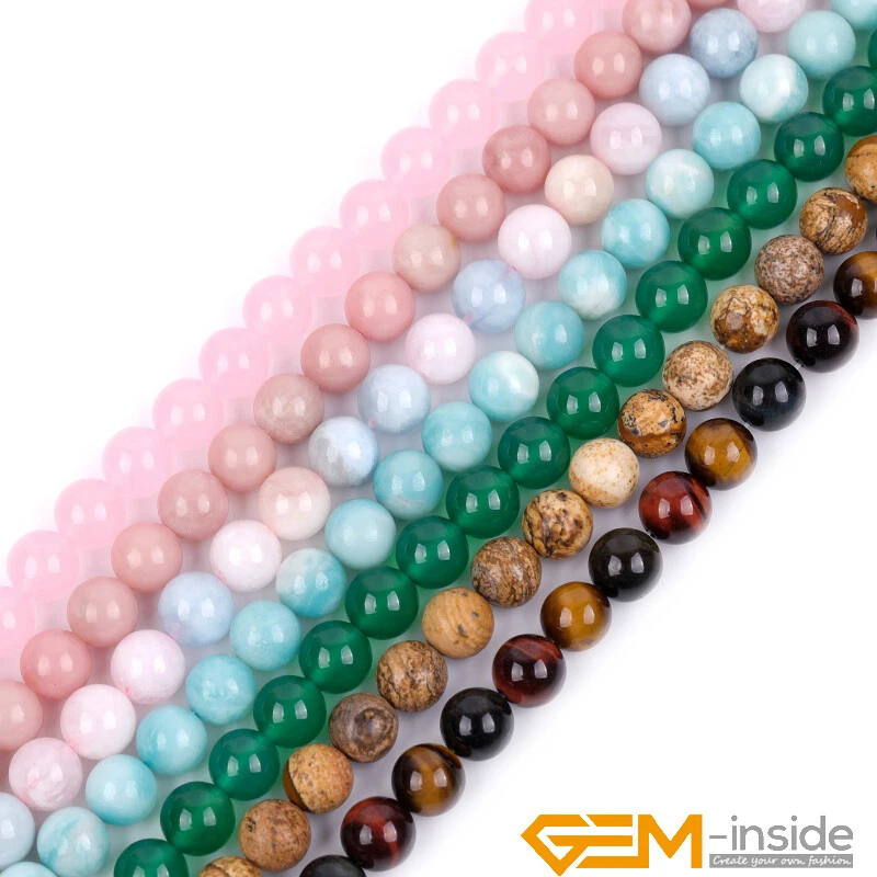 Assorted Round 10mm Smooth Gemstone Loose Beads For Jewellery Making Strand 15'' - Image 2 of 4