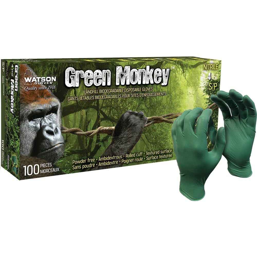 Watson Gloves 4 MIL Disposable Nitrile Glove – Landfill Biodegradable, -Free,...