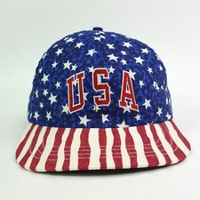 Y2K American Flag 9/11 USA Made Snapback Hat Baseball Cap 2000s Stars Patriotic