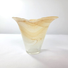Vintage Lavorazione Arte art Murano Italy vase peach cream textured areas swirl