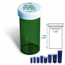 60 Dram Green Prescription Vials, Safety Cap Pill Vials, 115/Case