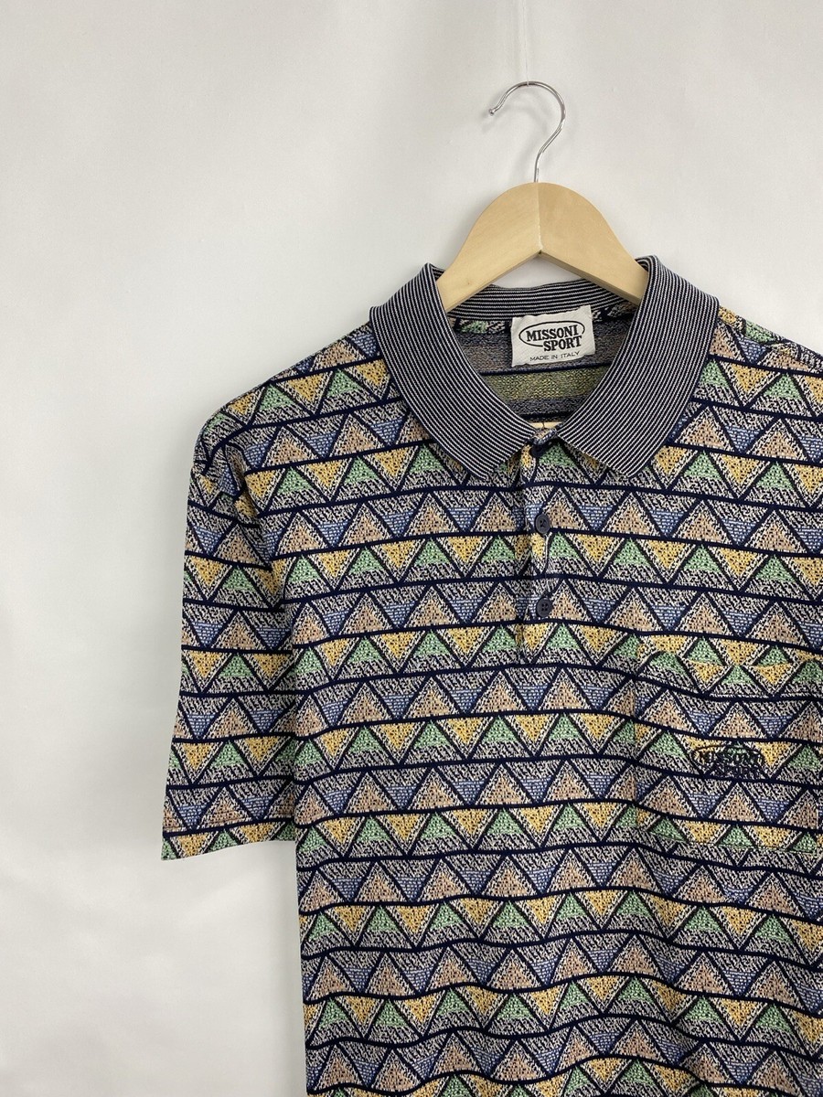 Vintage 80s Missoni Sport striped polo r-shirt rare retro Size L