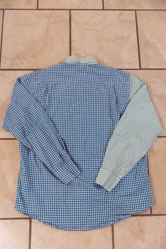 Southern Pines Button Down Mens L Colorblock Plaid Long Sleeve Casual Blue Green - Picture 10 of 10