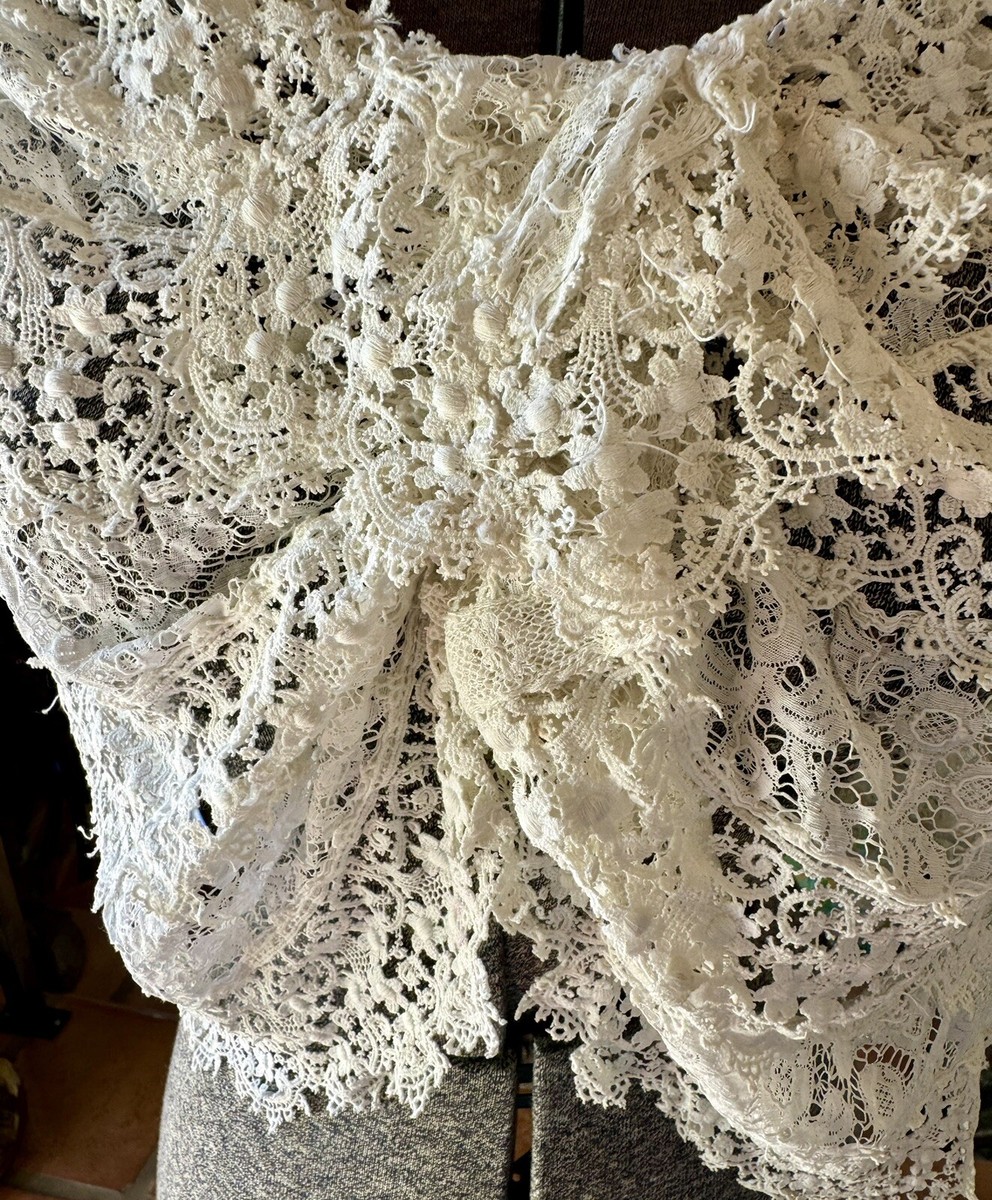 Vintage Edwardian Handmade White Lace Capelet Shrug Shawl | eBay