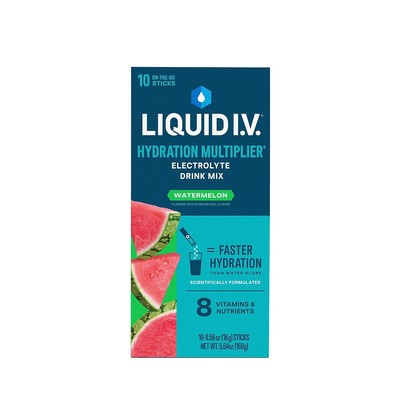 LIQUID I.V. Regular Watermelon Powder Drink Mix 10 Packets/Pack (220-02078)