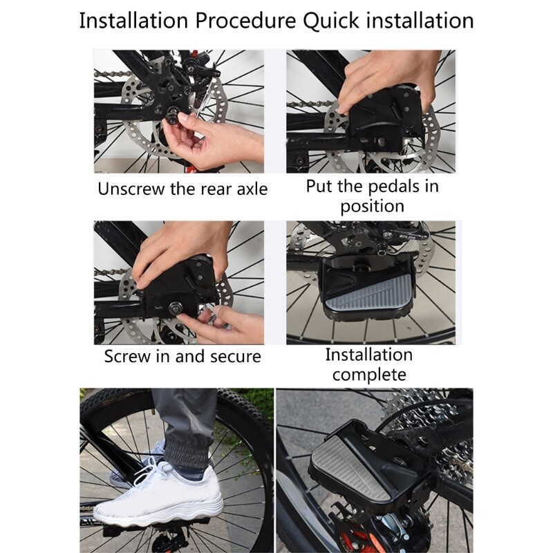 1 Pair of Bike Rear Pedals Folding Bike Pegs Footrest Steel Foot Peg