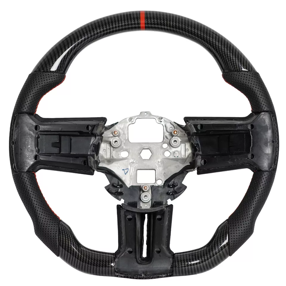 Volante Hydro Dip fibra de carbono línea roja para Ford Mustang 2010-2014 Foto 2 de 4