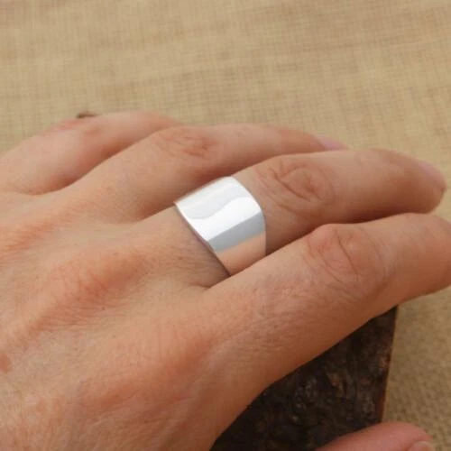 Solid Signet Style Plain 925 Sterling Silver Band Ring Jewellery