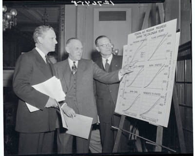 Francis Dupont Pointing to a Chart 1955 Photo - Discuss President's Highway Deve